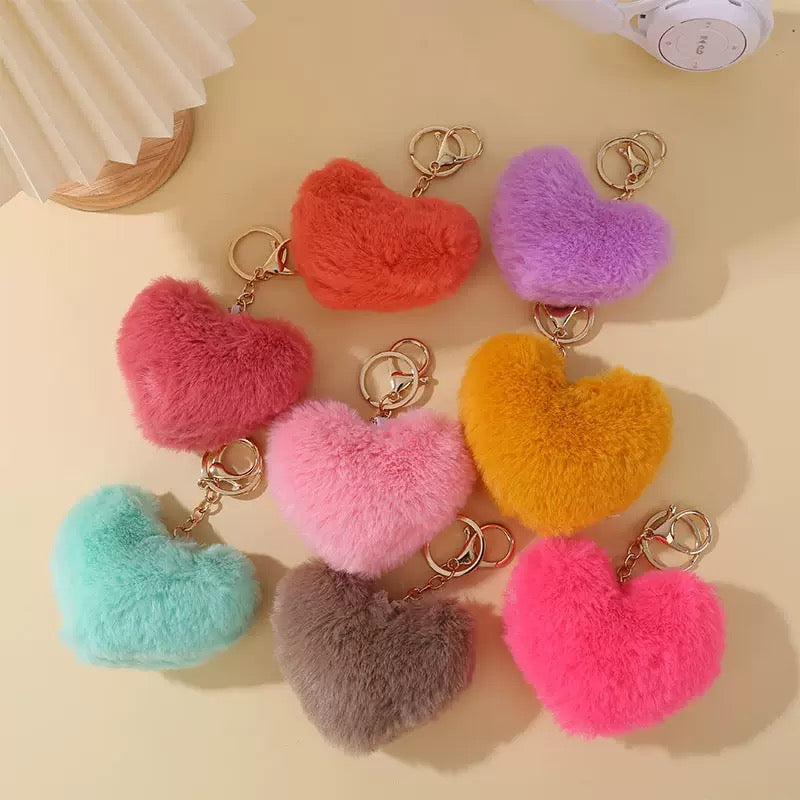Fluffy Heart Keychain