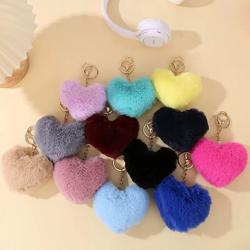 Fluffy Heart Keychain