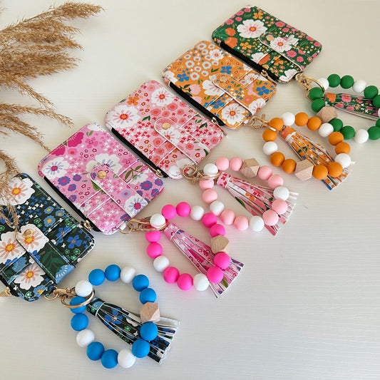 Floral Wristlet Coin & Card Wallets